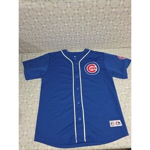 Chicago Cubs Majestic MLB‎ Baseball Jersey Blue Button Up Boys 18/20 Lee #25